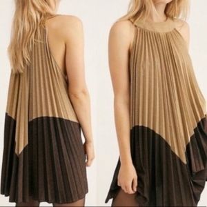 NWT Free People Womens  Shimmer Shift Dress gold size small